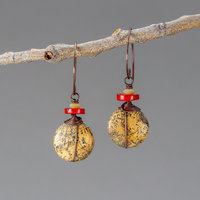 Brown Artistic Jasper Earrings in Copper