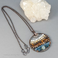 Ocean Blue and Brown Handmade Multi Gemstone Circle Necklace