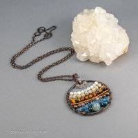 Ocean Blue and Brown Handmade Multi Gemstone Circle Necklace