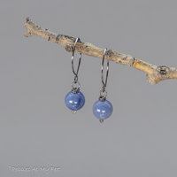 Blue Natural Stone Earrings, Simple Drop Earrings