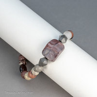 Gray and Burgundy Hued Jasper Stone Bracelet