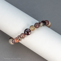 Gray and Burgundy Hued Jasper Stone Bracelet