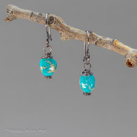 Rustic Turquoise Pebble Earrings Handmade in Sterling Silver