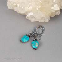 Rustic Turquoise Pebble Earrings Handmade in Sterling Silver