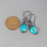 Rustic Turquoise Pebble Earrings Handmade in Sterling Silver