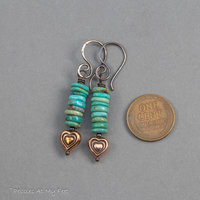 Stacked Turquoise Copper Heart Earrings