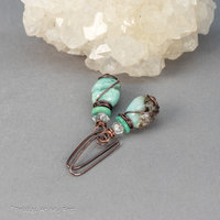 Amazonite, Turquoise, and Herkimer Diamond Earrings Made in Copper