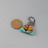 Stacked Stones Earrings with Genuine Turquoise Tiger's Eye and Jasper