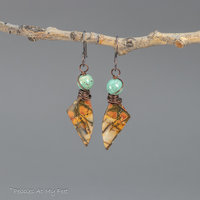 Abstract Wing Shape Red Creek Jasper Earrings