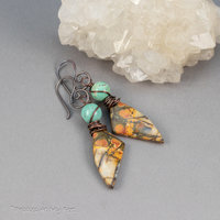 Abstract Wing Shape Red Creek Jasper Earrings