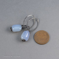 Sky blue Chalcedony Pebble Earrings Handmade in Sterling Silver