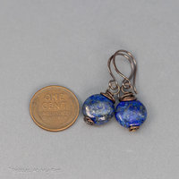 Simple Drop Earrings with Lapis Stones in Copper