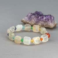Rustic Moonstone and Rainbow Gemstone Stretch Bracelet