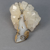 Rustic Agate Slice Pendant Necklace in Sterling Silver