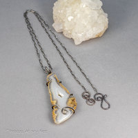 Rustic Agate Slice Pendant Necklace in Sterling Silver