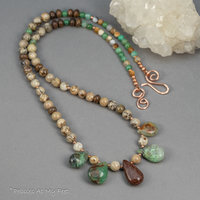 Green and Brown Stone Beaded Necklace