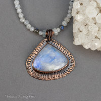 Handcrafted Rainbow Moonstone Beaded Necklace 