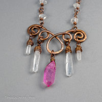 Copper Lavalier Necklace with Quartz Crystal Points