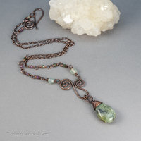 Prehnite Copper Wire Work Necklace in a Rustic Vintage Style