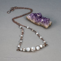 Selenite Copper Wrapped Bar Necklace