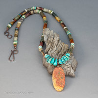 Red Creek Jasper and Turquoise Beaded Necklace 