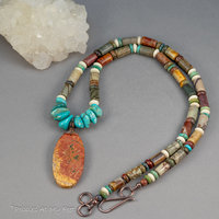 Red Creek Jasper and Turquoise Beaded Necklace 