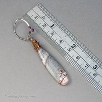 Gray Stone Teardrop Earrings Handmade in Copper