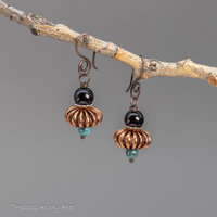 Pueblo Deco Inspired Earrings, Copper and Sterling Silver