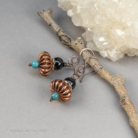 Pueblo Deco Inspired Earrings, Copper and Sterling Silver
