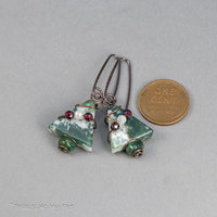 Copper Wire Wrapped Tree Agate Holiday Earrings