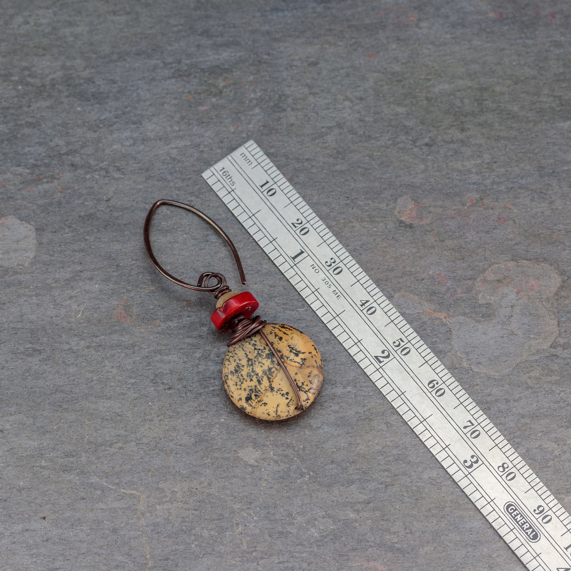 2-inch Long Dangle Earrings with Chohua Jasper