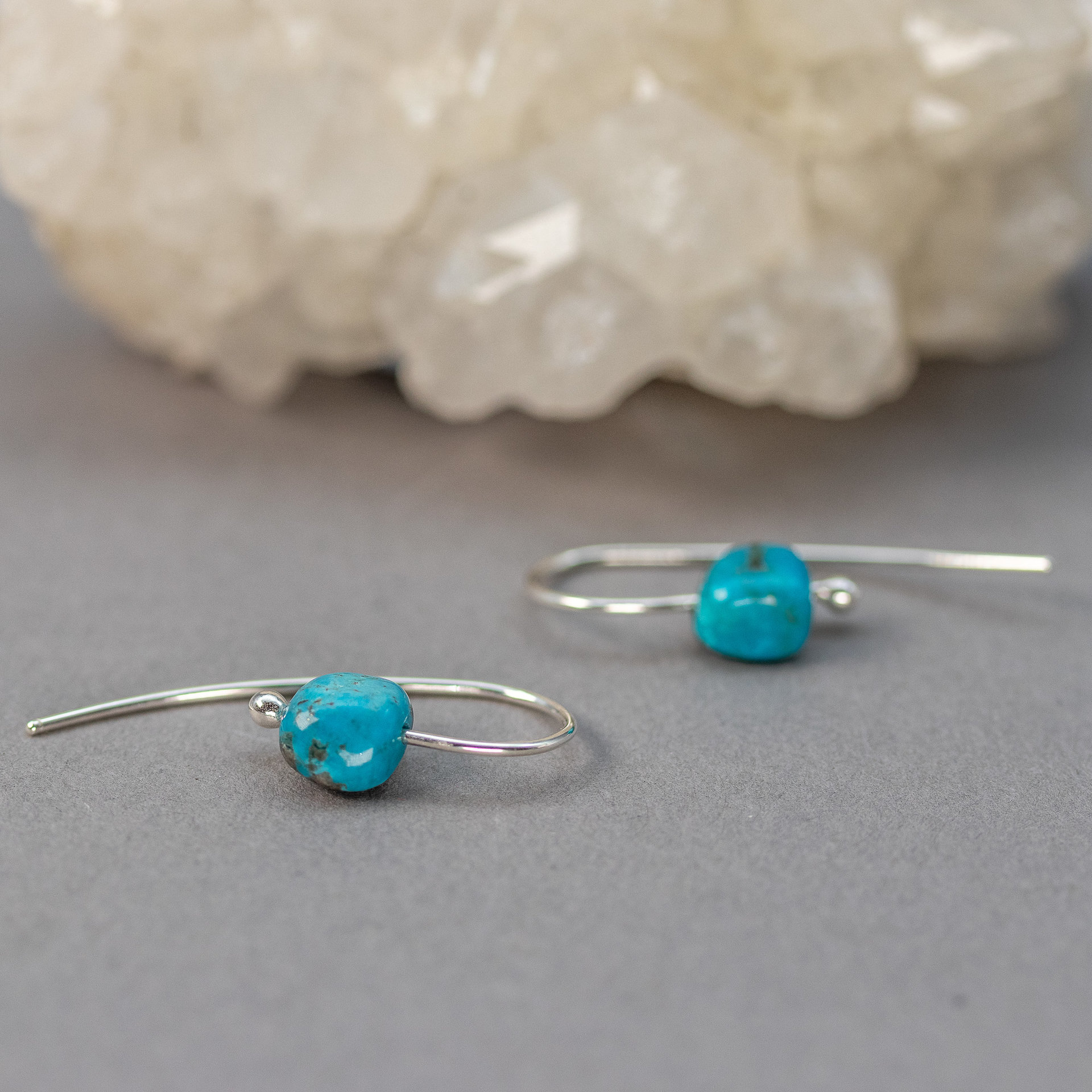 Minimalist Drop Earring Sterling Silver and Turquoise