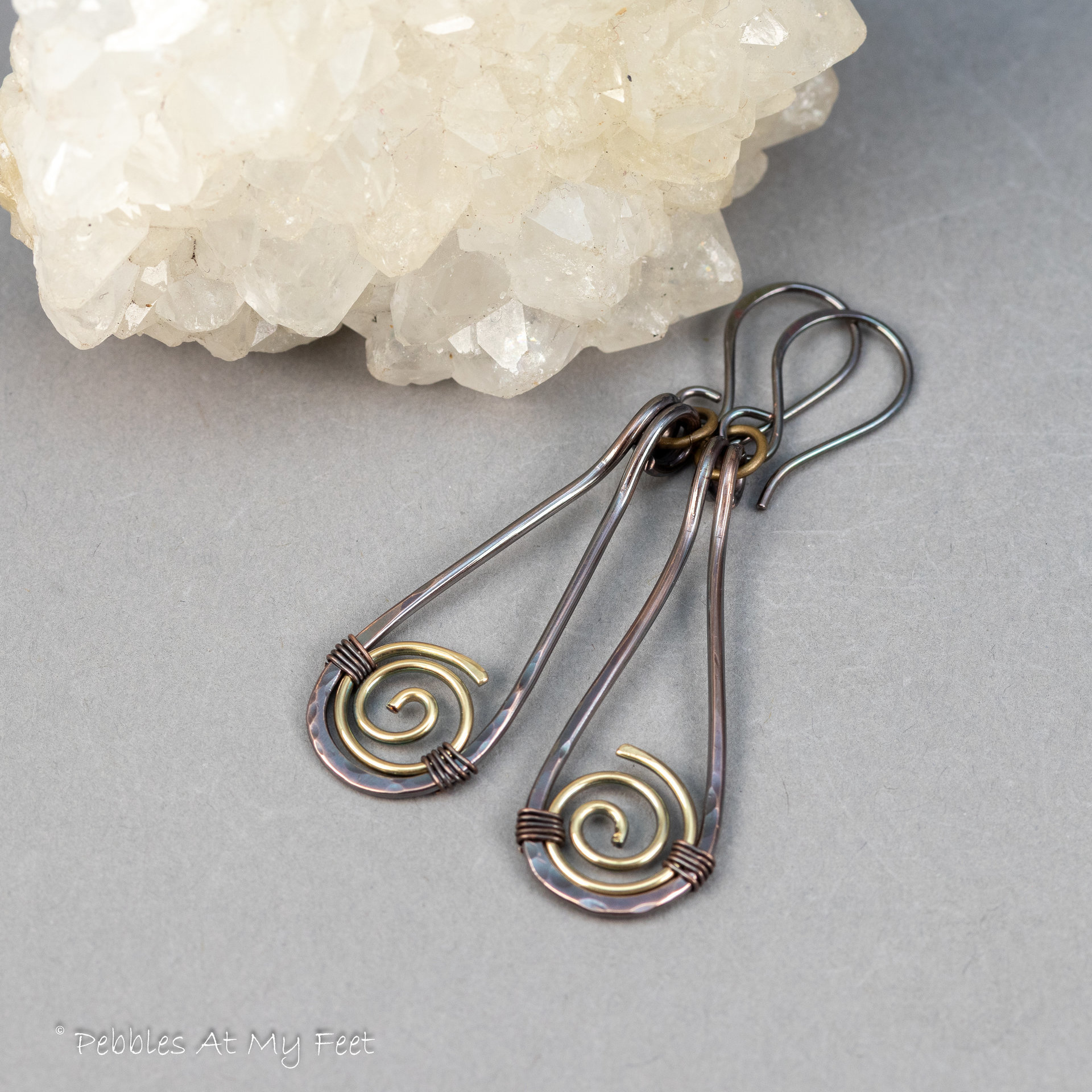 Mixed Metals Spiral Earrings