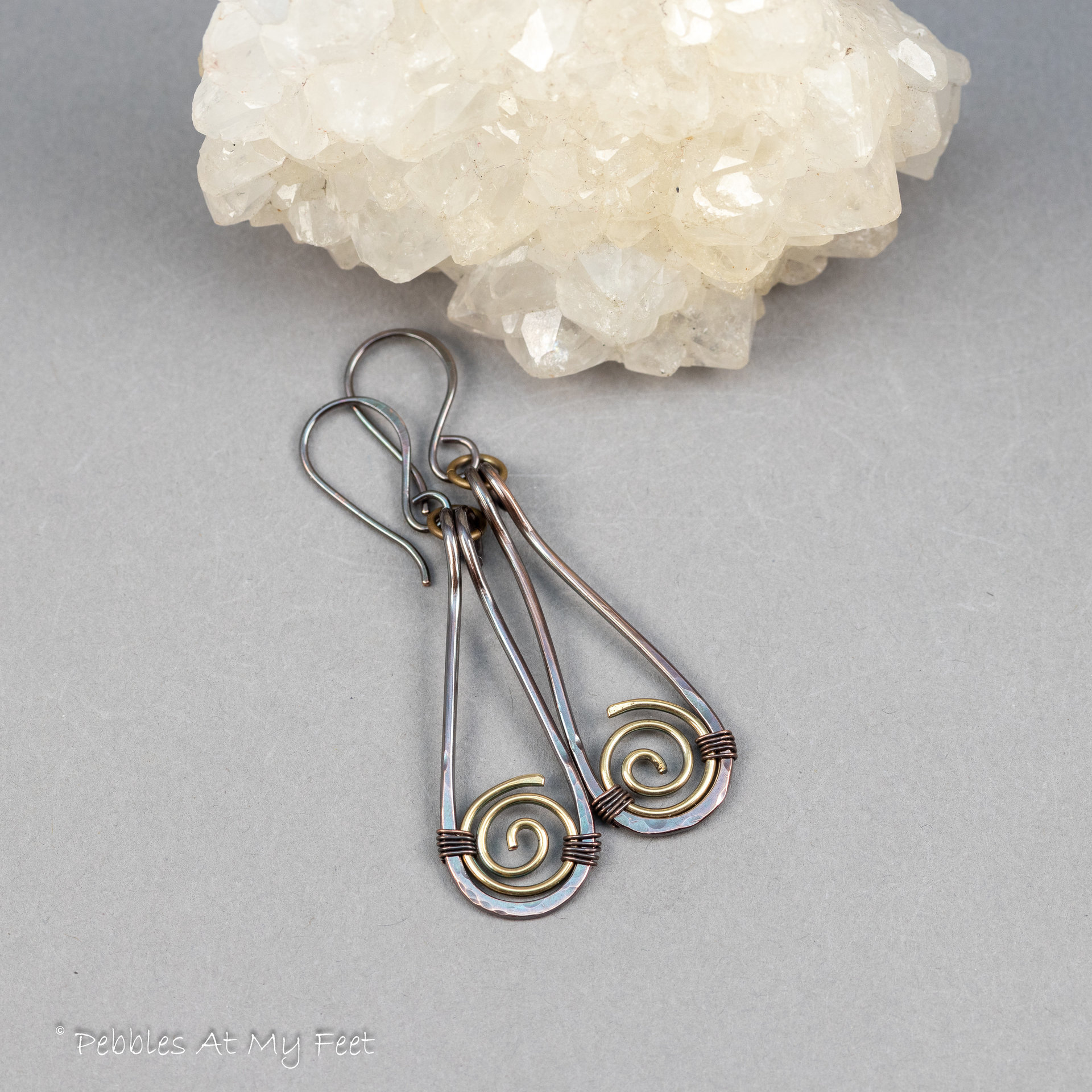 Mixed Metals Spiral Earrings