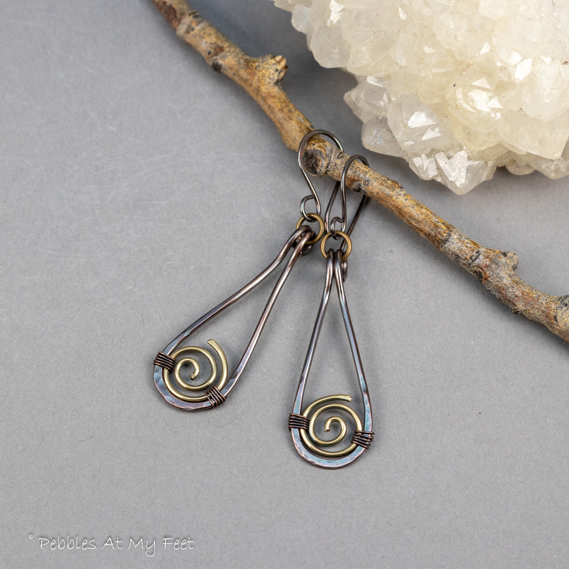 Mixed Metals Spiral Earrings