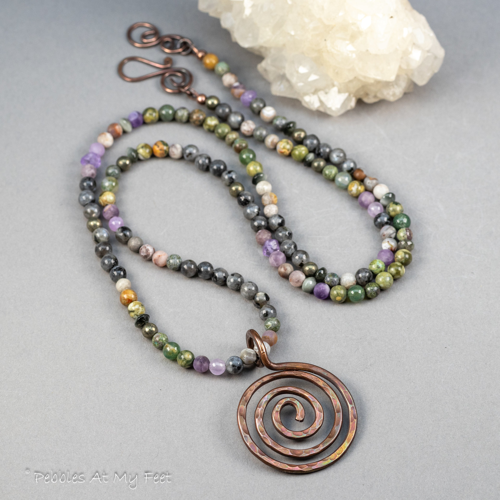 Forged Copper Spiral Pendant Necklace