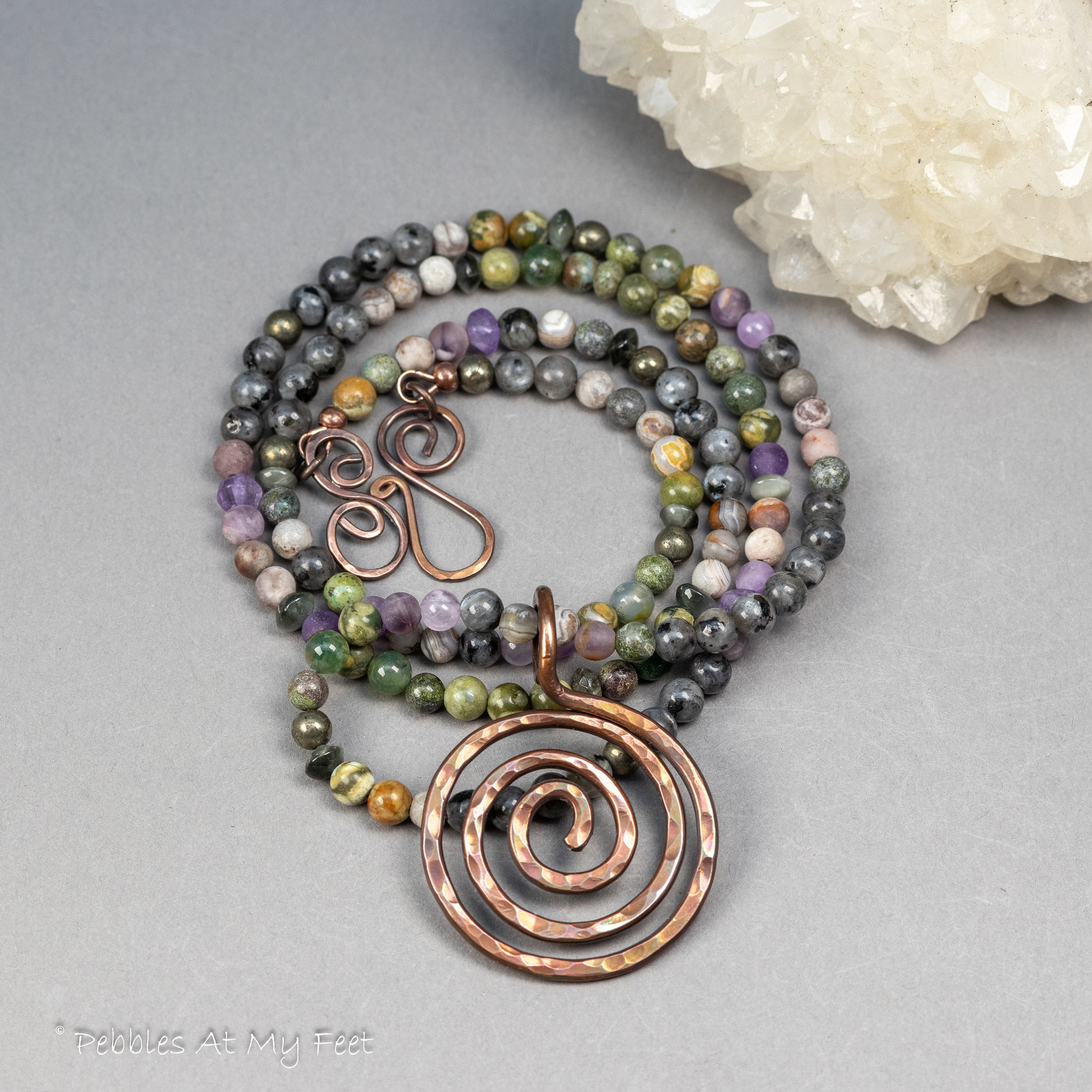 Forged Copper Spiral Pendant Necklace