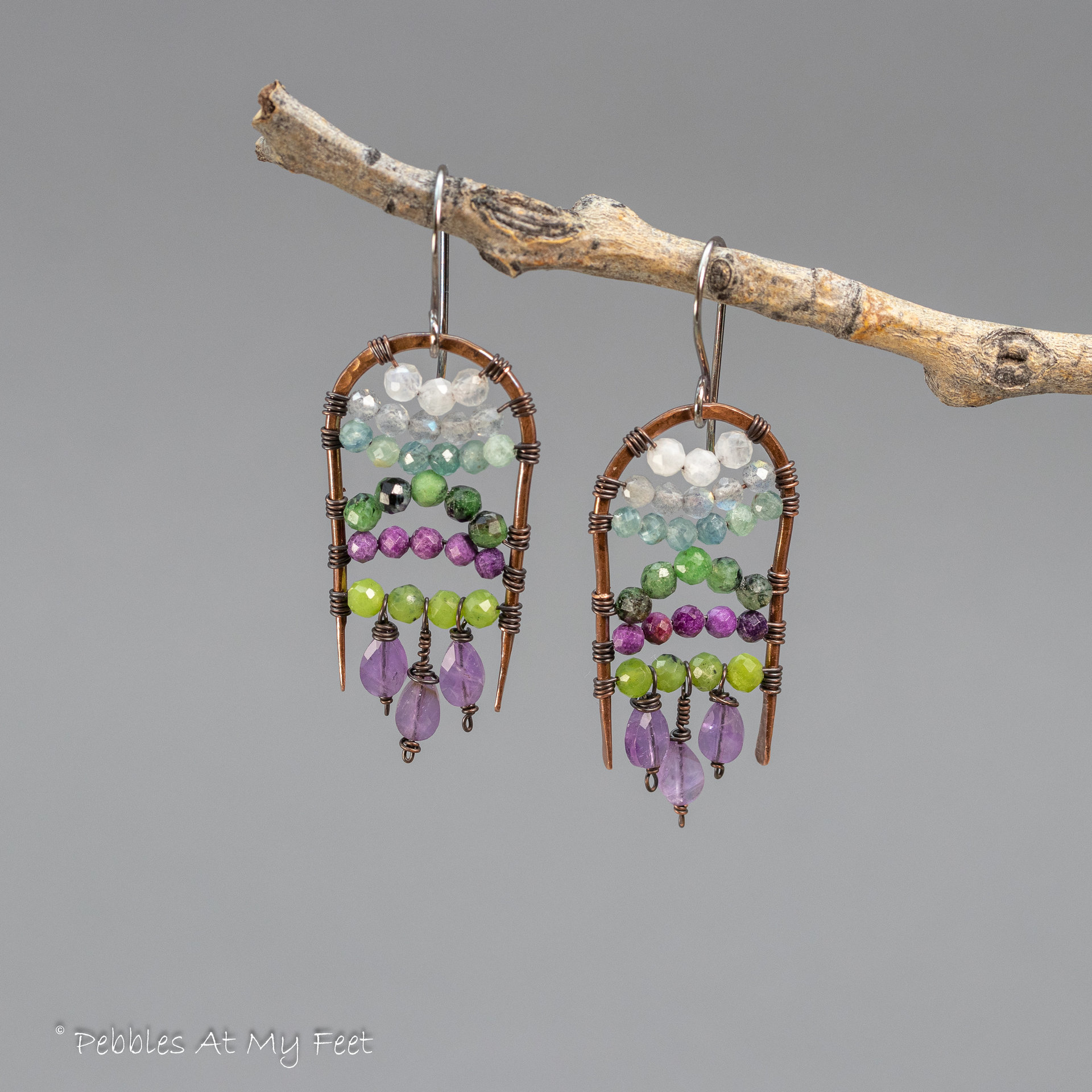 Multi Gemstone Earrings in Colors of the Scottish Highlands