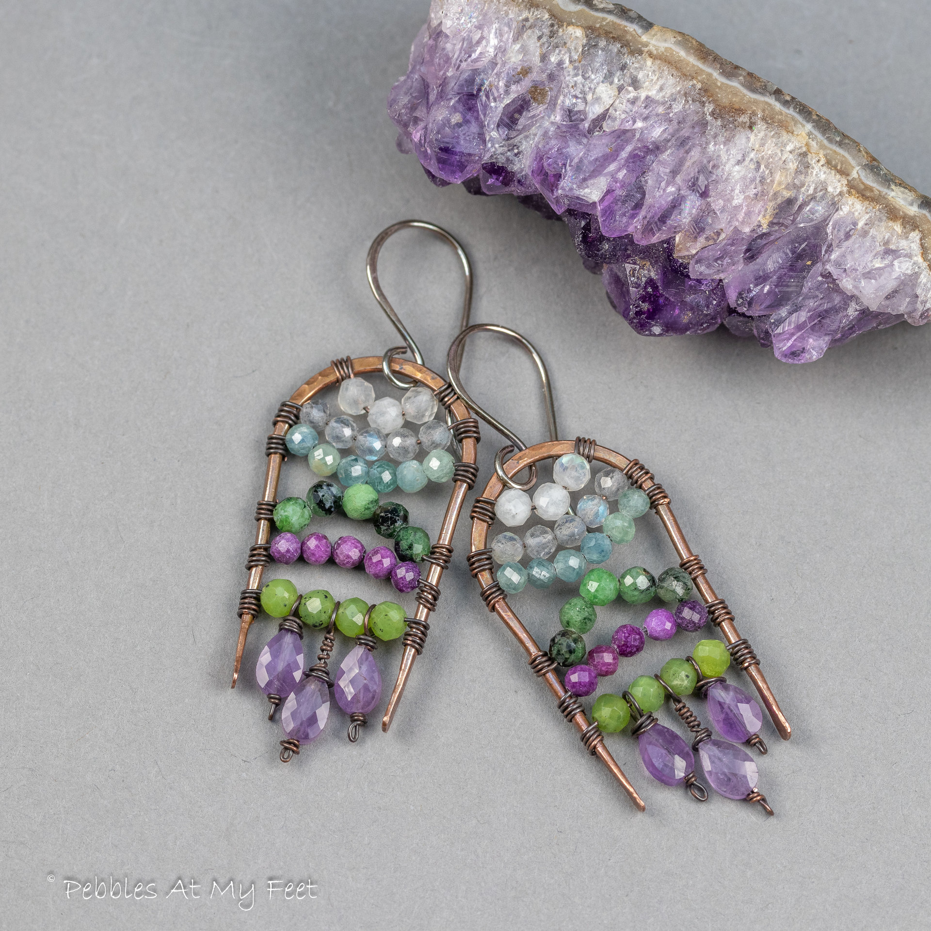 Multi Gemstone Earrings in Colors of the Scottish Highlands